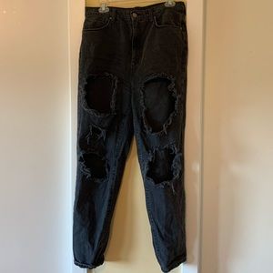 urban outfitters bdg black ripped mom jeans